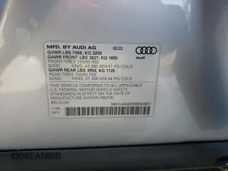 2022 Audi e-tron Premium Plus with VIN WA1LAAGE2NB024937, listed as a Copart auction lot 50953465 with 24,792 mi miles and Salvage Title. Bid and sale history available at carsss.com. Image 13.