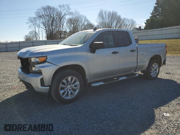 2020 Chevrolet Silverado 1500 Custom with VIN 1GCRWBEH5LZ339160, listed as a Copart auction lot 43847385 with 35,456 mi miles and Salvage Title. Bid and sale history available at carsss.com. Image 1.