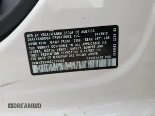 2014 Volkswagen Passat Wolfsburg Edition with VIN 1VWAT7A38EC030430, listed as a Copart auction lot 52432355 with Not provided miles and Salvage title. Bid and sale history available at DreamBid. Image 13.