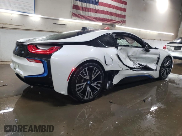 2016 BMW i8 with VIN WBY2Z2C52GV675474, listed as a Copart auction lot 49713485 with 53,512 mi miles and Salvage Title. Bid and sale history available at carsss.com. Image 3.