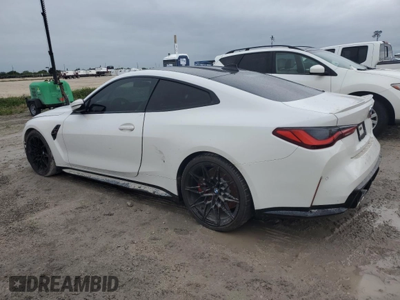2021 BMW M4 with VIN WBS53AZ04MCG28925, listed as a Copart auction lot 73985524 with 0 mi miles and Salvage Title. Bid and sale history available at carsss.com. Image 2.