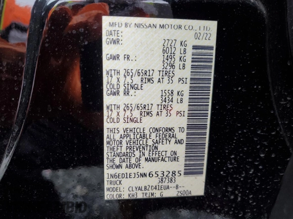 2022 Nissan Frontier SV z VIN 1N6ED1EJ5NN653285, wystawiony jako Copart lot #54271875 z przebiegiem 30 667 mil mil oraz Szkoda całkowita • Salvage title. Historia ofert i sprzedaży dostępna na DreamBid. Obrazek 12.