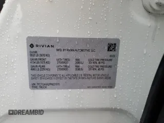 2023 Rivian R1T Adventure with VIN 7FCTGAAA2PN021915, listed as a Copart auction lot 46351415 with Not Provided miles and Non Repairable. Bid and sale history available at carsss.com. Image 13.