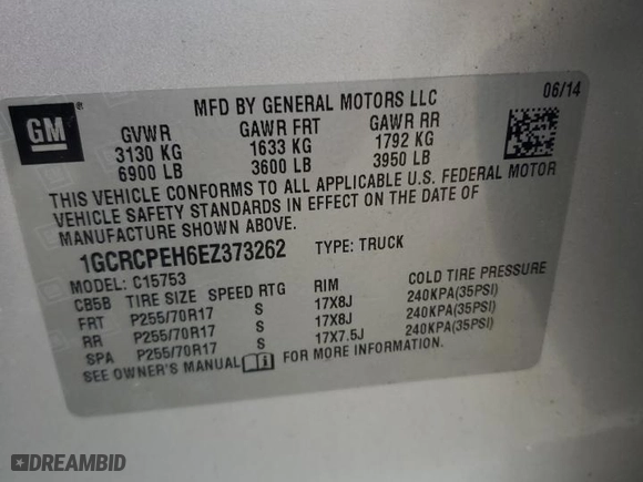 2014 Chevrolet Silverado 1500 Work Truck with VIN 1GCRCPEH6EZ373262, listed as a Copart auction lot 52941865 with 107,164 mi miles and Salvage Title. Bid and sale history available at carsss.com. Image 12.