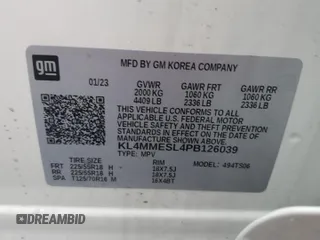 2023 Buick Encore GX Select z VIN KL4MMESL4PB126039, wystawiony jako Copart lot #55856285 z przebiegiem 2 582 mil mil oraz Szkoda całkowita • Salvage title. Historia ofert i sprzedaży dostępna na DreamBid. Obrazek 13.