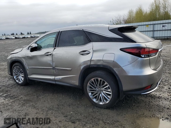 2020 Lexus RX with VIN 2T2JGMDA3LC049595, listed as a Copart auction lot 52022375 with 31,846 mi miles and Salvage Title. Bid and sale history available at carsss.com. Image 2.