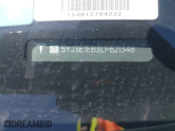 2020 Tesla Model 3 Long Range z VIN 5YJ3E1EB3LF621348, wystawiony jako IAAI lot #42121895 z przebiegiem Nie podano mil oraz . Historia ofert i sprzedaży dostępna na DreamBid. Obrazek 9.