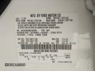 2021 Ford EcoSport Titanium z VIN MAJ6S3KL8MC402081, wystawiony jako IAAI lot #42203667 z przebiegiem 63 159 mil mil oraz . Historia ofert i sprzedaży dostępna na DreamBid. Obrazek 9.