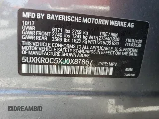 2018 BMW X5 xDrive35i with VIN 5UXKR0C5XJ0X87867, listed as a Copart auction lot 51320055 with 95,980 mi miles and Salvage Title. Bid and sale history available at carsss.com. Image 13.