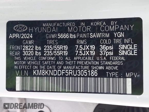 2024 Hyundai Ioniq 5 SEL with VIN KM8KNDDF5RU305186, listed as a IAAI auction lot 41905785 with 12,105 mi miles and . Bid and sale history available at DreamBid. Image 9.