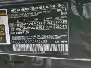 2016 Mercedes-Benz GL with VIN 4JGDF7DE2GA652438, listed as a Copart auction lot 42211995 with 127,974 mi miles and Clean Title. Bid and sale history available at carsss.com. Image 13.