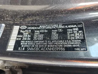 2022 Hyundai Tucson SEL z VIN 5NMJBCAEXNH039986, wystawiony jako Copart lot #57058995 z przebiegiem 80 947 mil mil oraz Szkoda całkowita • Salvage title. Historia ofert i sprzedaży dostępna na DreamBid. Obrazek 13.