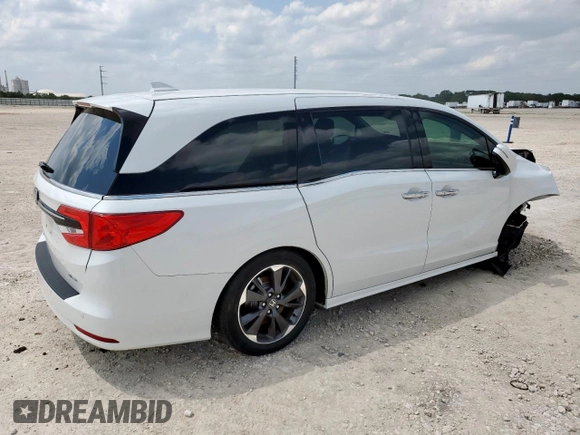 2022 Honda Odyssey Elite with VIN 5FNRL6H95NB066055, listed as a Copart auction lot 59258315 with 43,570 mi miles and Salvage title. Bid and sale history available at DreamBid. Image 3.