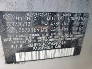 2014 Hyundai Azera with VIN KMHFG4JG9EA340818, listed as a Copart auction lot 47789005 with 91,317 mi miles and Salvage title. Bid and sale history available at DreamBid. Image 13.