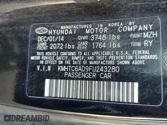 2015 Hyundai Veloster z VIN KMHTC6AD9FU243280, wystawiony jako Copart lot #55833475 z przebiegiem 72 262 mil mil oraz Szkoda całkowita • Salvage title. Historia ofert i sprzedaży dostępna na DreamBid. Obrazek 13.