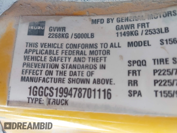 2007 Isuzu i-Series S z VIN 1GGCS199478701116, wystawiony jako IAAI lot #42287259 z przebiegiem 280 266 mil mil oraz . Historia ofert i sprzedaży dostępna na DreamBid. Obrazek 9.