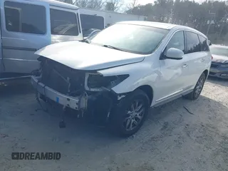 2013 Infiniti JX35 with VIN 5N1AL0MN5DC340830, listed as a IAAI auction lot 41643712 with 137,392 mi miles and . Bid and sale history available at DreamBid. Image 2.