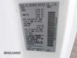 2019 Nissan NV200 Compact Cargo S with VIN 3N6CM0KN9KK706662, listed as a IAAI auction lot 41684979 with 58,988 mi miles. Bid and sale history available at carsss.com. Image 9.