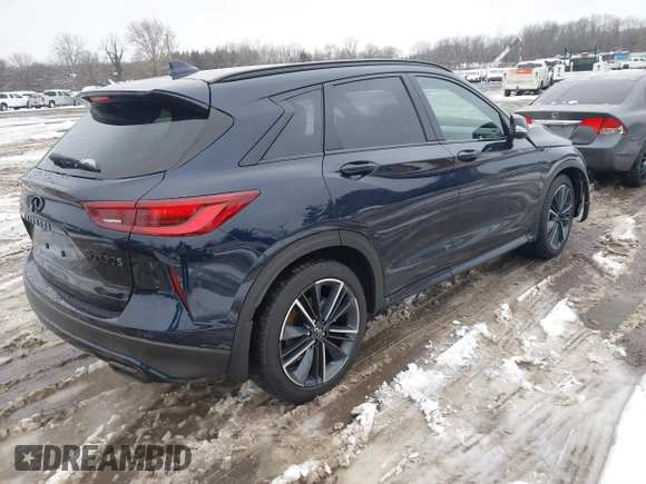 2025 Infiniti QX50 Sport with VIN 3PCAJ5FB2SF103397, listed as a IAAI auction lot 41566790 with 1,228 mi miles and . Bid and sale history available at DreamBid. Image 4.
