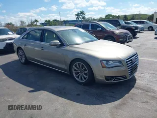 2012 Audi A8 L with VIN WAURVAFD0CN001646, listed as a IAAI auction lot 41524110 with 105,187 mi miles. Bid and sale history available at carsss.com. Image 1.