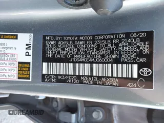 2021 Toyota Corolla SE with VIN JTDS4MCE4MJ060004, listed as a IAAI auction lot 41678974 with 49,424 mi miles and . Bid and sale history available at DreamBid. Image 9.