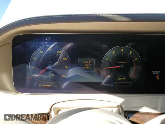 2018 Mercedes-Benz S 450 with VIN WDDUG6GB7JA396548, listed as a Copart auction lot 48565075 with 43,954 mi miles and Salvage Title. Bid and sale history available at carsss.com. Image 9.