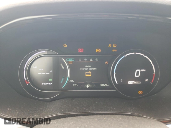 2020 Kia Niro EX Premium with VIN KNDCE3LG0L5032723, listed as a Copart auction lot 54766175 with 30,420 mi miles and Salvage Title. Bid and sale history available at DreamBid. Image 9.