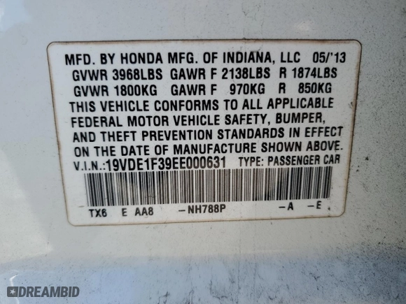 2014 Acura ILX with VIN 19VDE1F39EE000631, listed as a Copart auction lot 46259625 with 200,403 mi miles and Salvage Title. Bid and sale history available at carsss.com. Image 14.