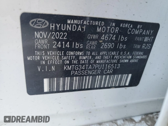 2023 Genesis G70 2.0T with VIN KMTG34TA7PU116513, listed as a Copart auction lot 78264654 with 18,776 mi miles and Salvage Title. Bid and sale history available at DreamBid. Image 15.