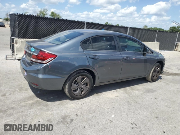 2013 Honda Civic LX with VIN 19XFB2F50DE093862, listed as a Copart auction lot 54734945 with 105,955 mi miles and Salvage Title. Bid and sale history available at DreamBid. Image 3.