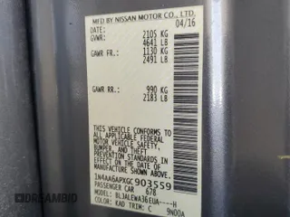 2016 Nissan Maxima SL with VIN 1N4AA6APXGC903559, listed as a Copart auction lot 61213525 with 124,575 mi miles and Salvage title. Bid and sale history available at DreamBid. Image 12.