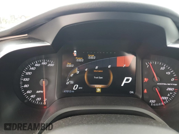 2019 Chevrolet Corvette Z51 1LT with VIN 1G1YH2D79K5101311, listed as a Copart auction lot 76153094 with 47,612 mi miles and Salvage Title. Bid and sale history available at carsss.com. Image 9.
