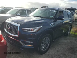 2021 Infiniti QX80 LUXE with VIN JN8AZ2AF1M9716985, listed as a Copart auction lot 74949784 with 0 mi miles and Salvage Title. Bid and sale history available at carsss.com. Image 1.