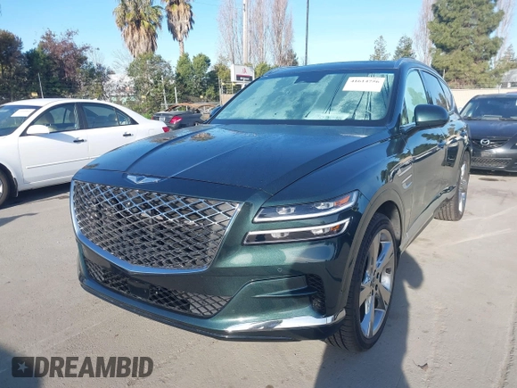 2021 Genesis GV80 with VIN KMUHCESCXMU046641, listed as a IAAI auction lot 41614756 with 25,666 mi miles and . Bid and sale history available at DreamBid. Image 2.