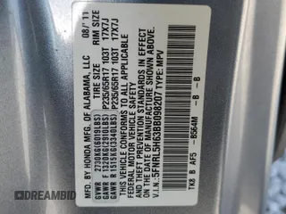 2011 Honda Odyssey EX-L with VIN 5FNRL5H63BB098207, listed as a Copart auction lot 75200284 with 191,504 mi miles and Salvage Title. Bid and sale history available at DreamBid. Image 13.