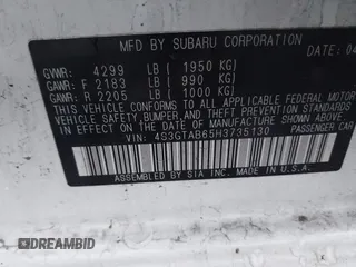 2017 Subaru Impreza Premium with VIN 4S3GTAB65H3735130, listed as a IAAI auction lot 41721530 with 102,261 mi miles. Bid and sale history available at carsss.com. Image 9.