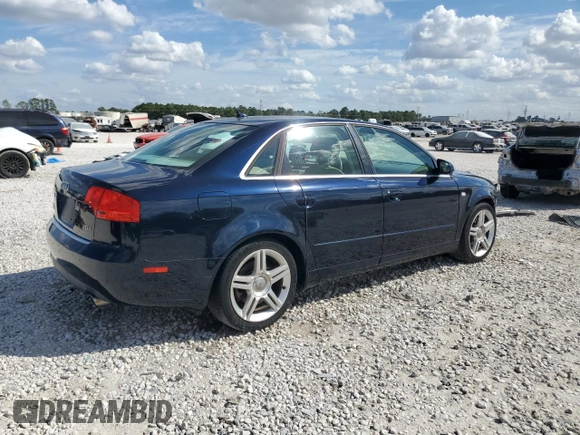 2007 Audi A4 2.0T with VIN WAUAF78E87A014760, listed as a Copart auction lot 76786144 with 121,312 mi miles and Salvage title. Bid and sale history available at DreamBid. Image 3.