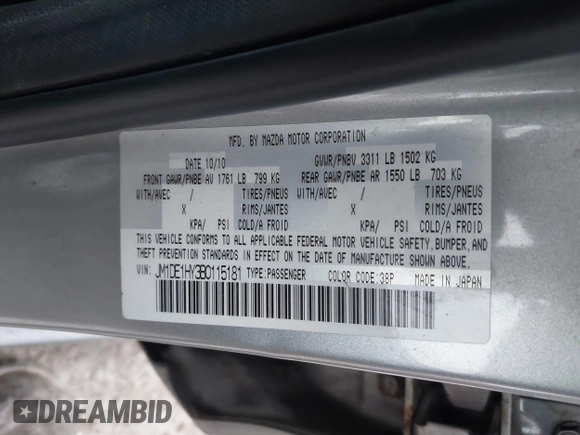 2011 Mazda 2 Sport with VIN JM1DE1HY3B0115181, listed as a IAAI auction lot 41534844 with 102,681 mi miles and . Bid and sale history available at carsss.com. Image 9.