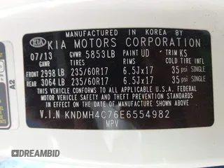2014 Kia Sedona EX with VIN KNDMH4C76E6554982, listed as a IAAI auction lot 41980362 with 164,380 mi miles and . Bid and sale history available at DreamBid. Image 9.