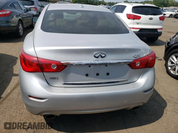 2015 Infiniti Q50 Premium with VIN JN1BV7AR2FM395710, listed as a Copart auction lot 60505055 with 108,333 mi miles and Salvage title. Bid and sale history available at DreamBid. Image 6.