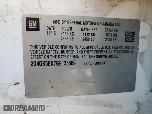 2016 Buick Regal z VIN 2G4GK5EX7G9133569, wystawiony jako Copart lot #59674265 z przebiegiem 197 116 mil mil oraz Szkoda całkowita • Salvage title. Historia ofert i sprzedaży dostępna na DreamBid. Obrazek 12.