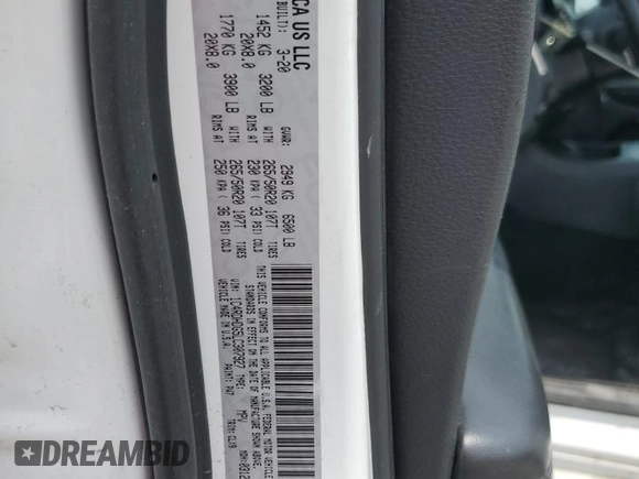 2020 Dodge Durango GT with VIN 1C4RDHDG5LC307927, listed as a Copart auction lot 59766255 with 129,736 mi miles and Salvage title. Bid and sale history available at DreamBid. Image 12.