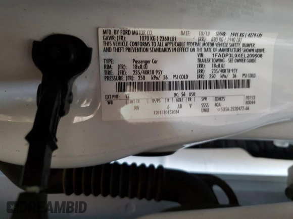 2014 Ford Focus ST with VIN 1FADP3L9XEL209508, listed as a Copart auction lot 47121505 with 83,283 mi miles and Salvage Title. Bid and sale history available at carsss.com. Image 12.