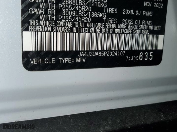 2023 Mitsubishi Outlander SE with VIN JA4J3UA85PZ024107, listed as a Copart auction lot 53700964 with 0 mi miles and Salvage Title. Bid and sale history available at carsss.com. Image 14.