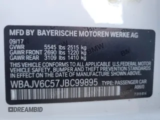 2018 BMW 6 Series 640i xDrive z VIN WBAJV6C57JBC99895, wystawiony jako Copart lot #46605815 z przebiegiem 72 330 mil mil oraz Szkoda całkowita • Salvage title. Historia ofert i sprzedaży dostępna na DreamBid. Obrazek 12.