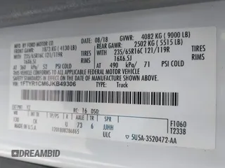 2018 Ford Transit with VIN 1FTYR1CM6JKB49306, listed as a IAAI auction lot 41695457 with 121,124 mi miles and . Bid and sale history available at DreamBid. Image 9.