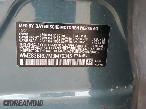 2021 MINI Countryman Cooper S with VIN WMZ83BR07M3M70345, listed as a Copart auction lot 84905614 with 42,000 mi miles and Salvage title. Bid and sale history available at DreamBid. Image 13.
