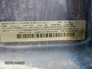2008 Volkswagen Jetta SE z VIN 3VWRM71K78M155008, wystawiony jako Copart lot #59385065 z przebiegiem 151 251 mil mil oraz Szkoda całkowita • Salvage title. Historia ofert i sprzedaży dostępna na DreamBid. Obrazek 12.