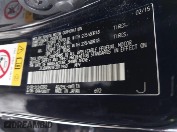 2015 Lexus NX 200t with VIN JTJBARBZ8F2011960, listed as a IAAI auction lot 41167158 with Not Provided miles. Bid and sale history available at carsss.com. Image 9.