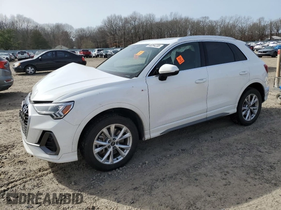 2023 Audi Q3 S line Premium with VIN WA1DECF38P1040315, listed as a Copart auction lot 48264235 with 53,683 mi miles and Salvage title. Bid and sale history available at DreamBid. Image 1.